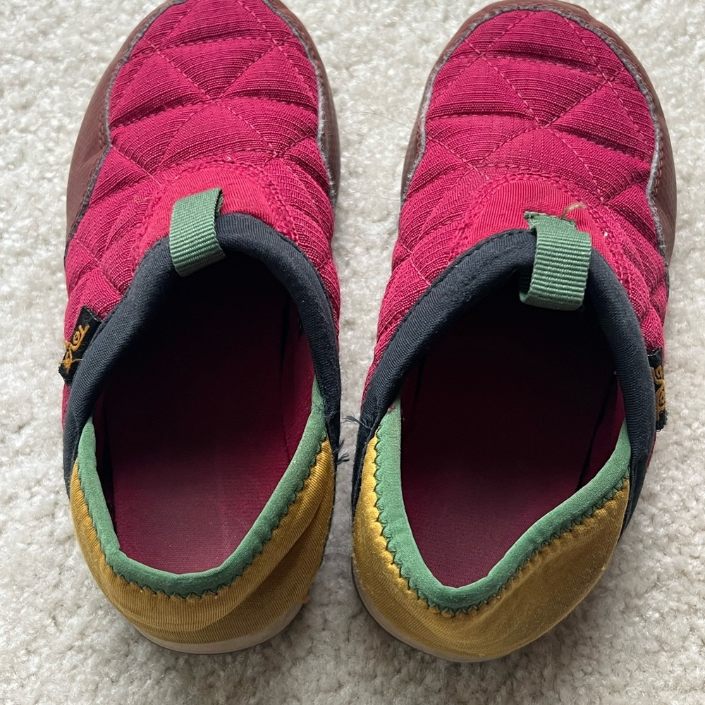 Teva Pink and Green Quilted Slippers